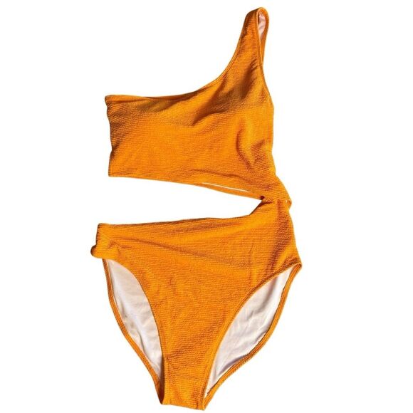 Old Navy Textured Cutout One Piece Swimsuit Citrus Orange Size XL NEW - Picture 2 of 13